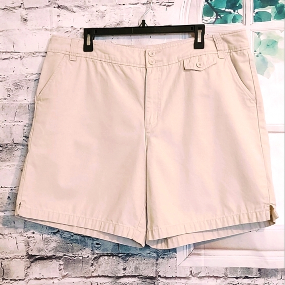 VENEZIA BEIGE MULTI POCKET WOVEN COTTON SHORTS WOMEN'S SIZE 18